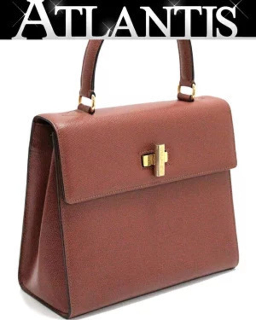 Celine Turnlock Handbag Leather Brown